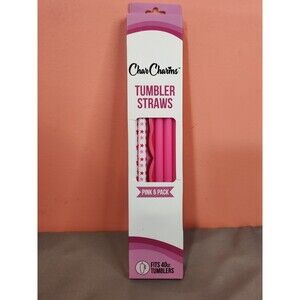 CharCharms Tumbler Straws 6 Pack Pink